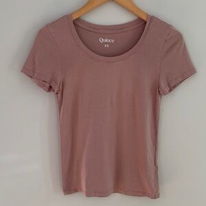 Quince Cotton Modal Short Sleeve Tee Shirt Mauve Pink Size XS
